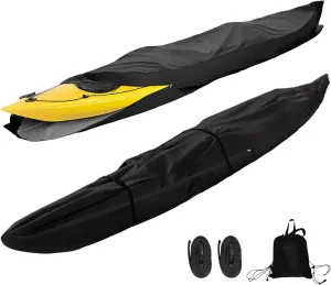 10-18ft Waterproof Kayak Covers for Outdoor Storage, Canoe Cover Heavy Duty Waterproof UV Resistant Kayak Cover with Zip 420D Oxford Trailerable Canoe Covers(13FT)
