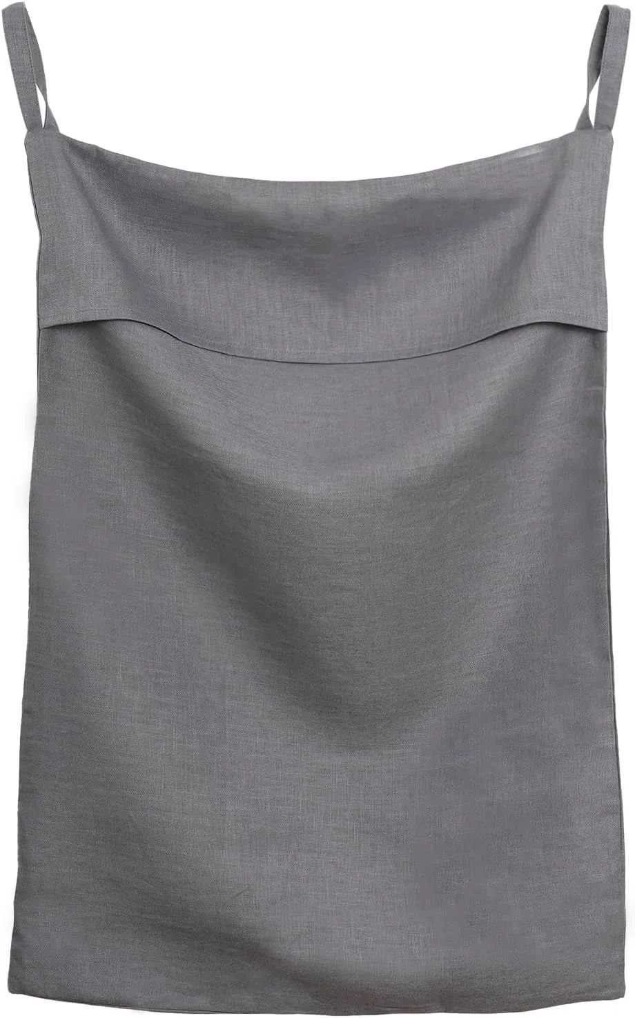 100% Pure Linen Hanging Laundry Bag with Bottom Zipper, Over The Door Laundry Hamper Space Saving Hampers for Dirty Clothes Home Travel, 19.7x27.5inches,Grey