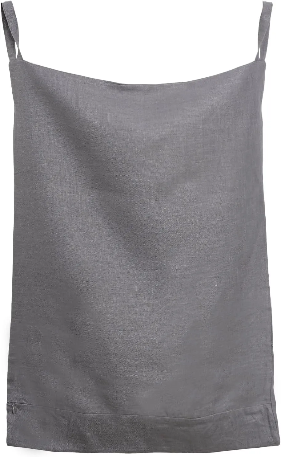 100% Pure Linen Hanging Laundry Bag with Bottom Zipper, Over The Door Laundry Hamper Space Saving Hampers for Dirty Clothes Home Travel, 19.7x27.5inches,Grey