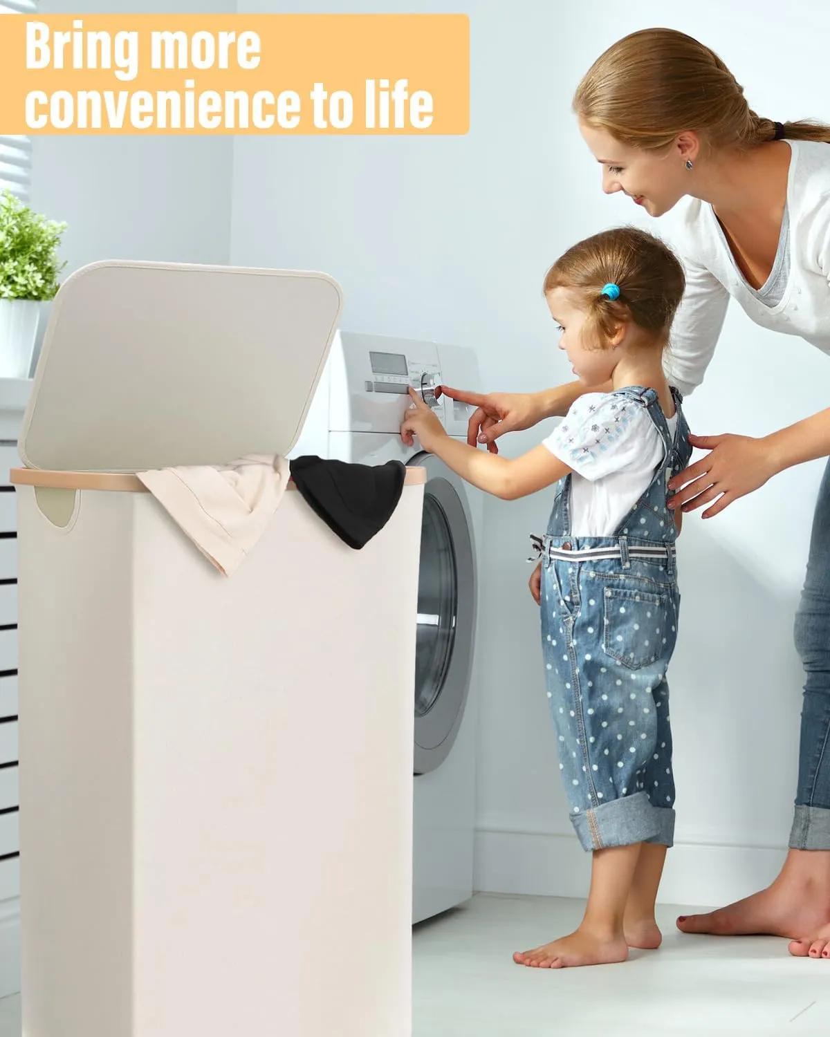 100L Movable Storage Basket Laundry Hamper With Wheels,Large Collapsible Rolling Laundry Basket,Dirty Clothes Hamper With Lid in Laundry Room Bedroom Bathroom College Dorm for Adults,BEIGE