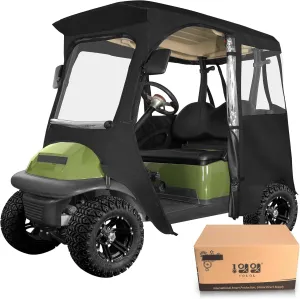 10L0L Golf Cart Driving Enclosure for 2 Passenger Club Car Precedent, Onward & Tempo, 600D Deluxe Heavy Duty Oxford Cloth Waterproof Windproof Golf Cart Rain Cover (Latest Improved Version)