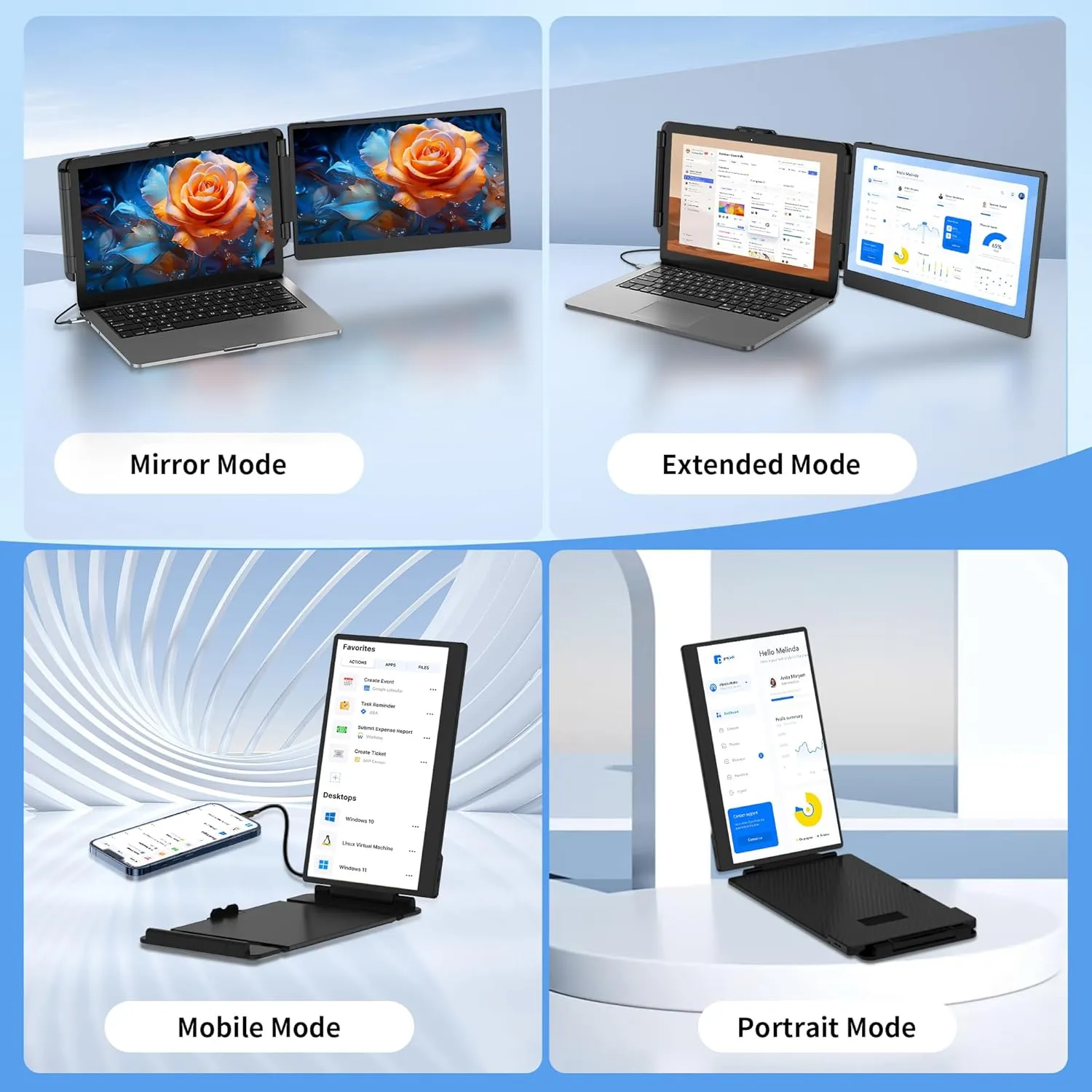 14" Laptop Screen Extender, FHD 1080P IPS Dual Screen Laptop Monitor Extender, Portable Monitor for Laptops 13-17.3" Compatible with Win/Mac/Android/Switch