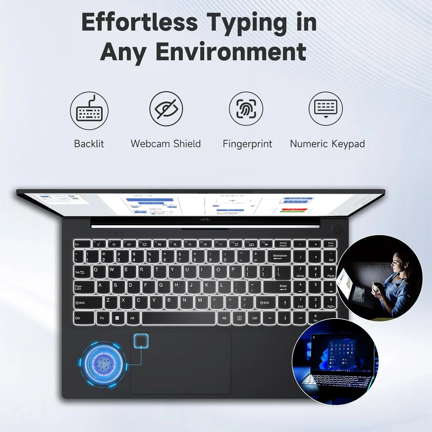 15.6-FHD-Laptop Student-Laptop, 16GB RAM 1TB SSD, Intel Pentium Quad-Core N100 Processor (Up to 3.4GHz) Backlit Keyboard Fingerprint WiFi 6 BT5.2 Business-Laptop, 2 Years Warranty Windows 11 Laptop