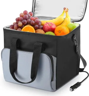 15L Portable Electric Cooler Bag,Car Cooler Watertight Liner Bag, Soft Sided Thermoelectric Travel Cooler with Shoulder Strap, Storage Pocket & DC 12V Plug in for