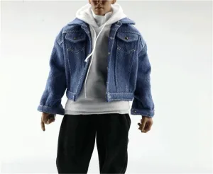 1/6 Scale Male Soldier Model Figure Doll Blue Denim Jacket Casual Jeans Jacket Clothes for 12 inch Action Figure Doll Clothes Doll