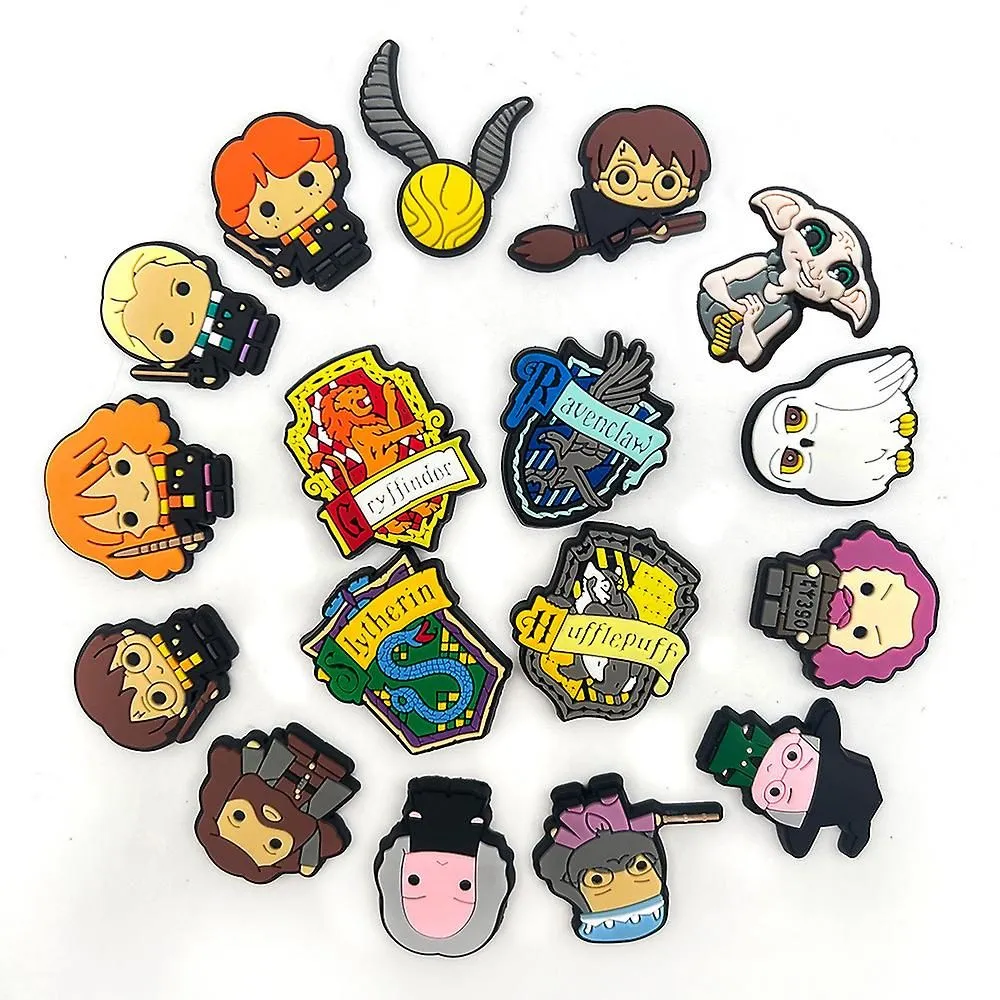 17pcs Harry Potter Cartoon Shoe Charms Shoe Buckle For Croc Clog Shoes Decorati
