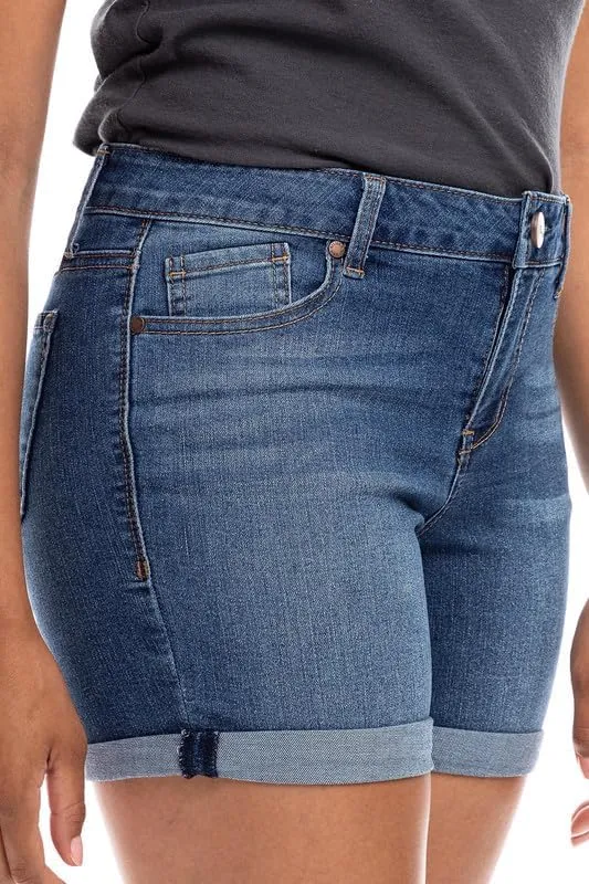 1822 Denim Adjustable Length Denim Shorts with Sustainable Fabric in Charlie