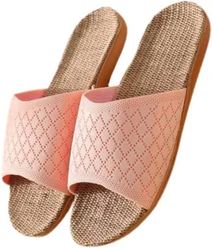 1Pair Lightweight Breathable Linen Slippers for Indoor Use Spring and Summer Ventilate Design Non Skid Slip Comfort Footwear for and Stylish Slippers
