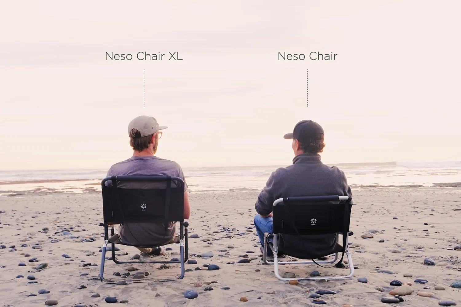 2 Pack of Neso XL Beach Chairs, Extra Large, Water Resistant with Shoulder Strap and Slip Pocket - Folds Thin (Navy)