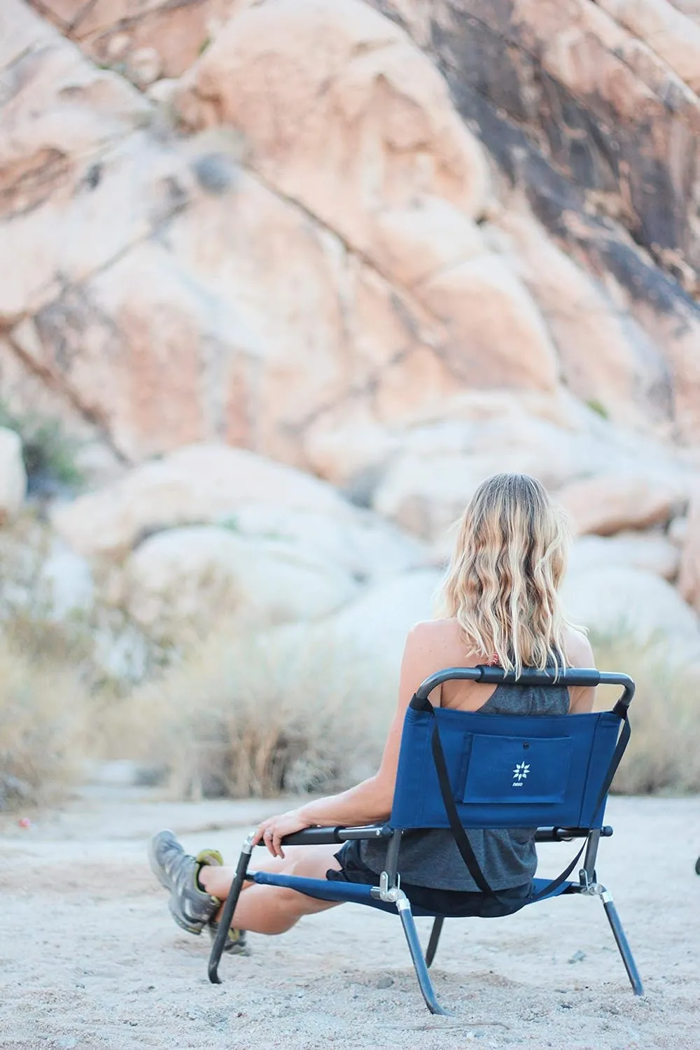 2 Pack of Neso XL Beach Chairs, Extra Large, Water Resistant with Shoulder Strap and Slip Pocket - Folds Thin (Navy)