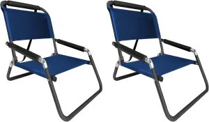 2 Pack of Neso XL Beach Chairs, Extra Large, Water Resistant with Shoulder Strap and Slip Pocket - Folds Thin (Navy)