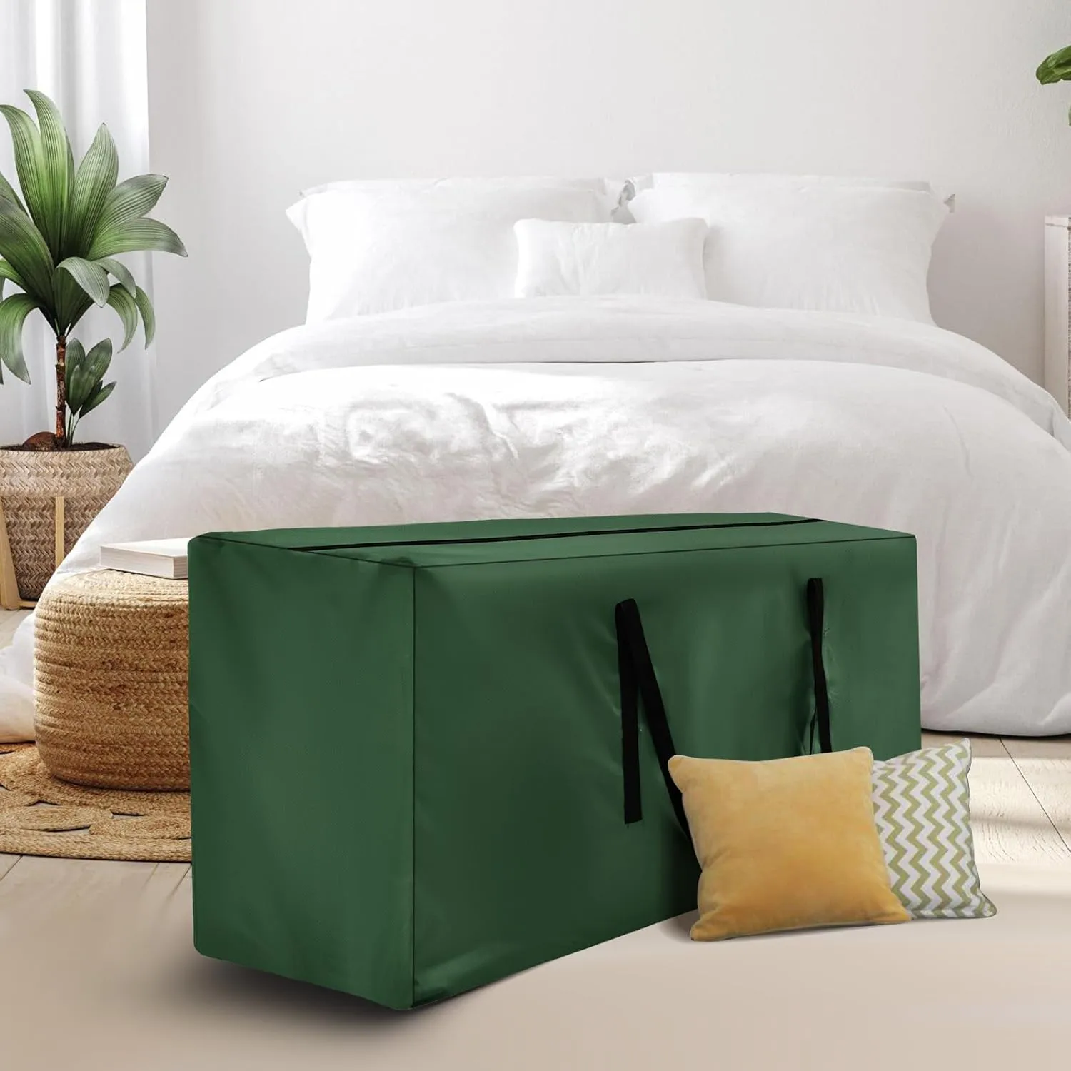2 Pack Outdoor Cushion Storage Bag Patio Cushion Storage Bag/Covers Waterproof Furniture Storage Bags with Zippers and Handles 68" L X 30" W X 20"