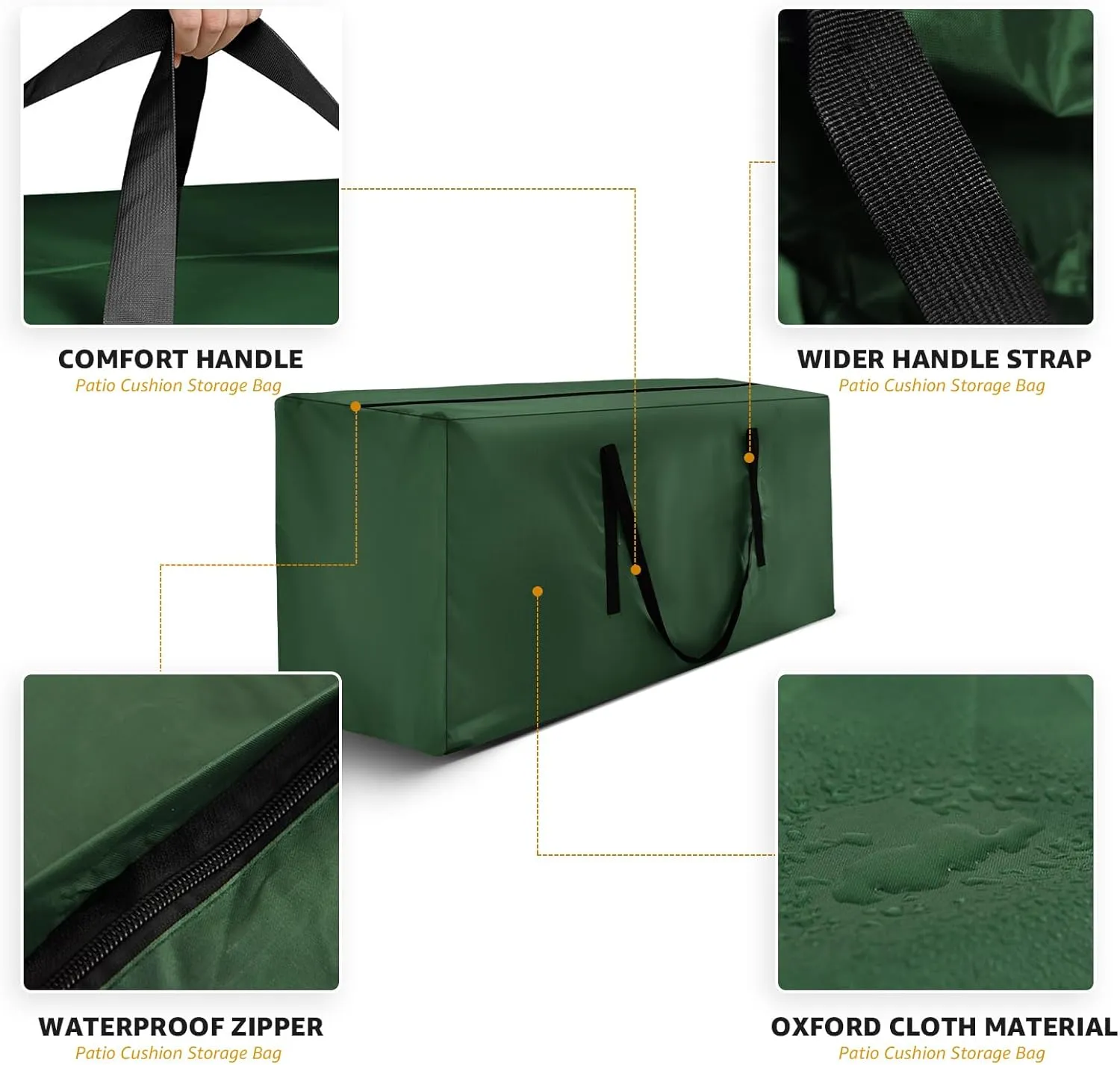 2 Pack Outdoor Cushion Storage Bag Patio Cushion Storage Bag/Covers Waterproof Furniture Storage Bags with Zippers and Handles 68" L X 30" W X 20"