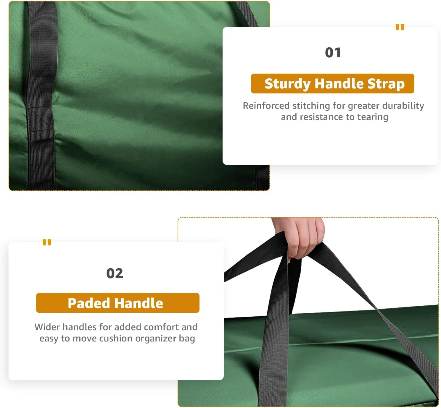 2 Pack Outdoor Cushion Storage Bag Patio Cushion Storage Bag/Covers Waterproof Furniture Storage Bags with Zippers and Handles 68" L X 30" W X 20"