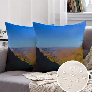 2 Packs Waterproof Linen Throw Pillow Cover, 12 x 20 Inch Cold Sani Pass Greenery Lesotho Underberg Majestic Shadows Near Green Forest Mountains Sky Nature Cushion Case Decoration for Sofa Couch