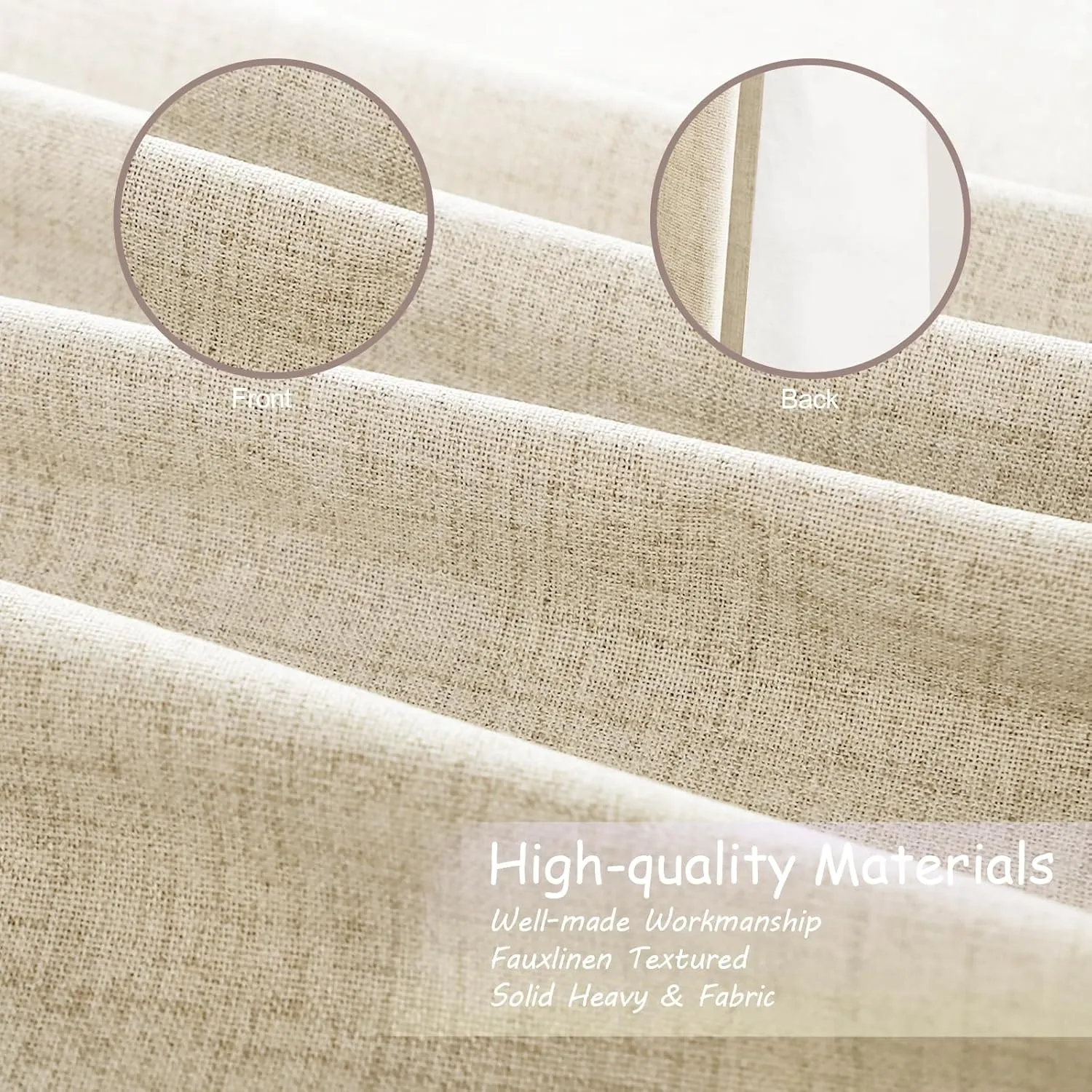 2 Panels Set 100% Blackout Cream Curtains Linen Textured 84 Inch Length Grommet Complete Blackout Drapes Darkening Thermal Insulated Curtains with White Liner for Living Room/Villa/Bedroom