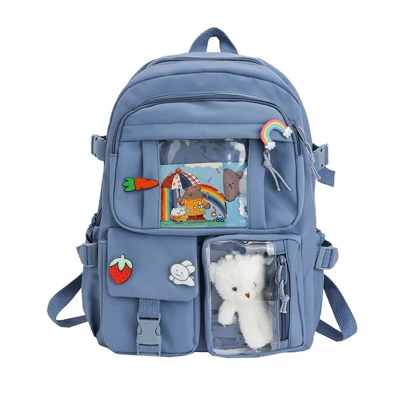 2021Cute Women Backpacks Waterproof Multi-Pocket Nylon School Backpack for Student Female Girls Kawaii Laptop Book Pack Mochilas