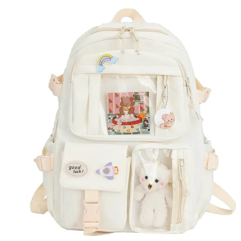 2021Cute Women Backpacks Waterproof Multi-Pocket Nylon School Backpack for Student Female Girls Kawaii Laptop Book Pack Mochilas