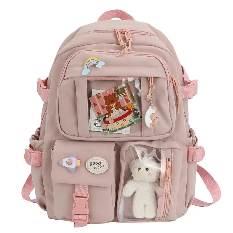 2021Cute Women Backpacks Waterproof Multi-Pocket Nylon School Backpack for Student Female Girls Kawaii Laptop Book Pack Mochilas
