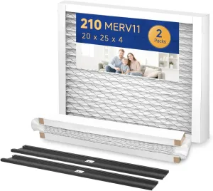 210 MERV11 Air Filter 20x25x4 for AirPurifiers Model 1210, 1620, 2120, 2200, 2210, 2216, 3210, 4200, and Space-Gard 2200 with Upgrade Kit 1213 Pleated HVAC AC Furnace Filter Replacement 2 Packs