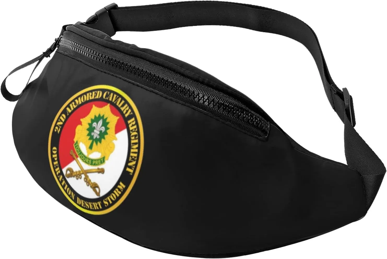 2nd Armored Cavalry Regiment Unit Waist Bag Men's and Women's Adjustable Travel Chest Pack Outdoor Running Waist Bag