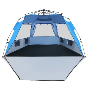 3-4 Person Easy Pop-Up Beach Tent UPF 50  Portable Sun Shelter--Blue