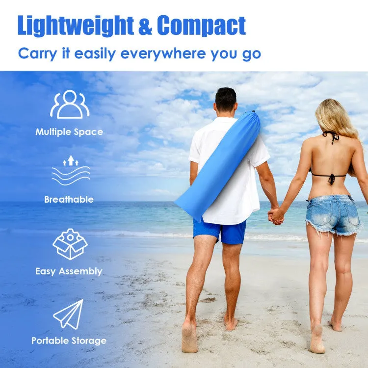 3-4 Person Easy Pop-Up Beach Tent UPF 50  Portable Sun Shelter--Blue