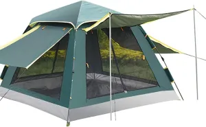 3-4 Person Pop Up Tent Automatic Instant Camping Tent Quick Opening Outdoor Tent 4 Season Travel Tent with Carry Bag for Hiking, Traveling or Beach, Army Green