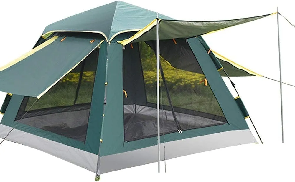 3-4 Person Pop Up Tent Automatic Instant Camping Tent Quick Opening Outdoor Tent 4 Season Travel Tent with Carry Bag for Hiking, Traveling or Beach, Army Green