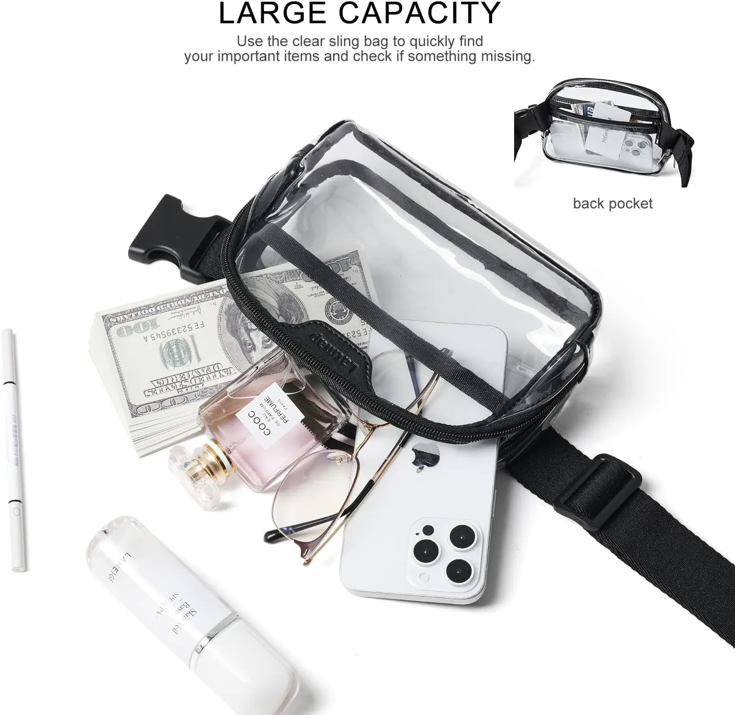 3L Fanny Packs Belt Bag for Women Small Everywhere Crossbody Bag Waist Bag Faux Leather Sling Chest Bag Purse