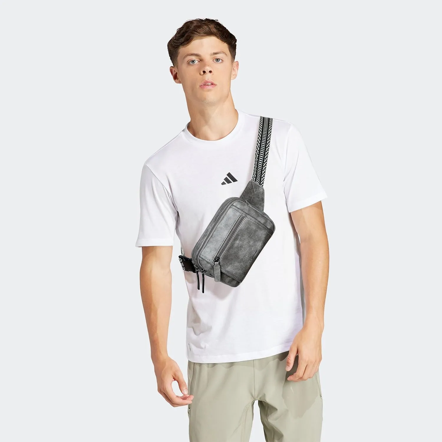 3L TRIPLE ZIP Fanny Packs Belt Bag For Women Men Crossbody Waist Pack Sling Chest Bum Travel Bag Purse Faux Leather Fashion Cute Dark Grey