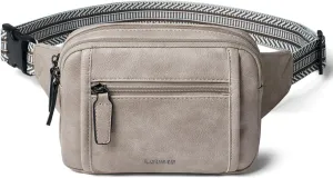 3L TRIPLE ZIP Fanny Packs Belt Bag For Women Men Crossbody Waist Pack Sling Chest Bum Travel Bag Purse Faux Leather Fashion Cute Grey