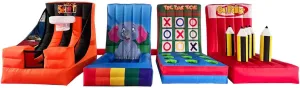 4 in 1 Inflatable Ring Toss Game Inflatable Basketball Hoop Shot, with Blower, Inflatable Carnival Games for Birthday Partis, Lawn Games, School Events