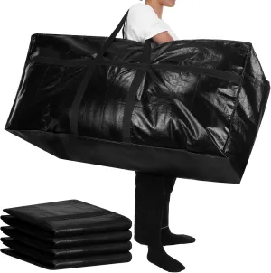4 Pcs 66 Gallon Large Moving Bags with Zipper and Handles Foldable Storage Duffle Bags Heavy Duty Extra Large Totes for College Dorm Travel Clothes Blankets Bedding Moving(Black)