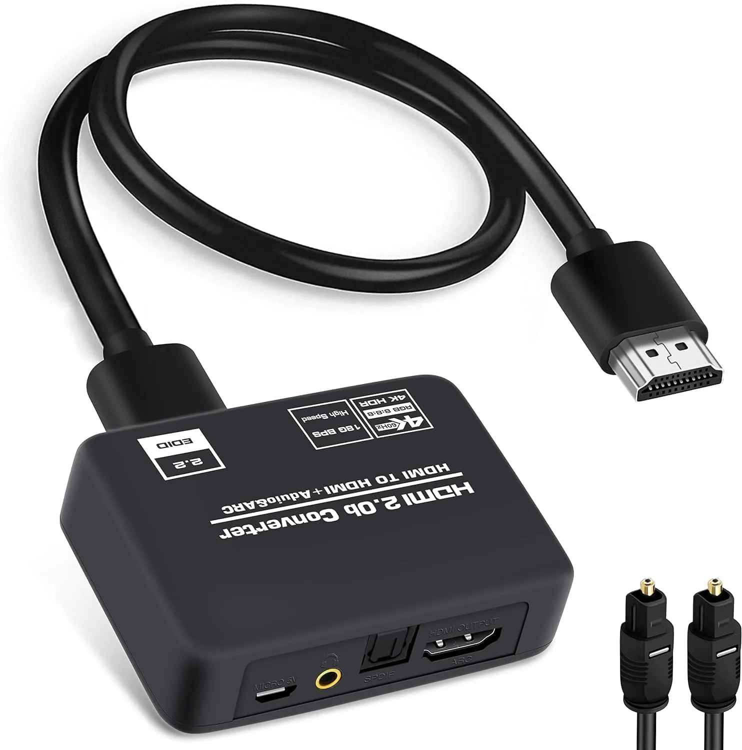 4K@60Hz HDMI 2.0b Audio Extractor Converter Adapter Splitter, HDMI ARC   Optical Toslink SPDIF   3.5mm Stereo Audio Out, Support HDCP2.2 Digital PCM DTS 5.1, Optical Cable Included