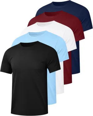5 Pack Mesh Workout Shirts for Men Dry Fit Gym Shirts Quick Dry Athletic Short Sleeve T-Shirt Moisture Wicking