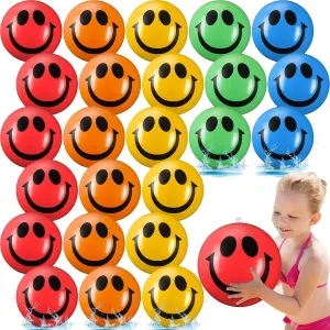 50 Pieces Smile Inflatable Beach Balls for Kids 12 Inch Summer Bulk Smile Face Water Toys for Swimming Pool Party Favors End of The School Year Gift