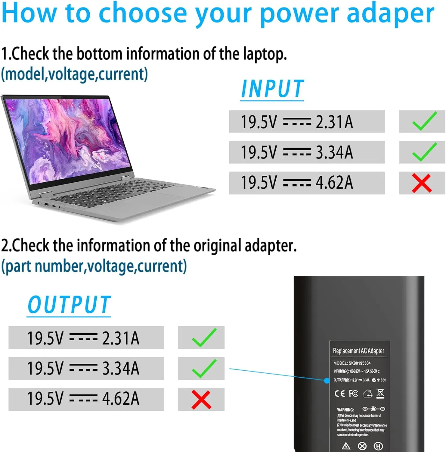 65W 19.5V 3.34A Laptop Charger Replacement for Dell Latitude 5400 5480 5590 5500 5490 5580 7280 7290 7480 7490 E5470 E5440 E6420 E6430 E6440 E6540 E7450 E7440 E7250 LA65NM130 AC Power Adapter
