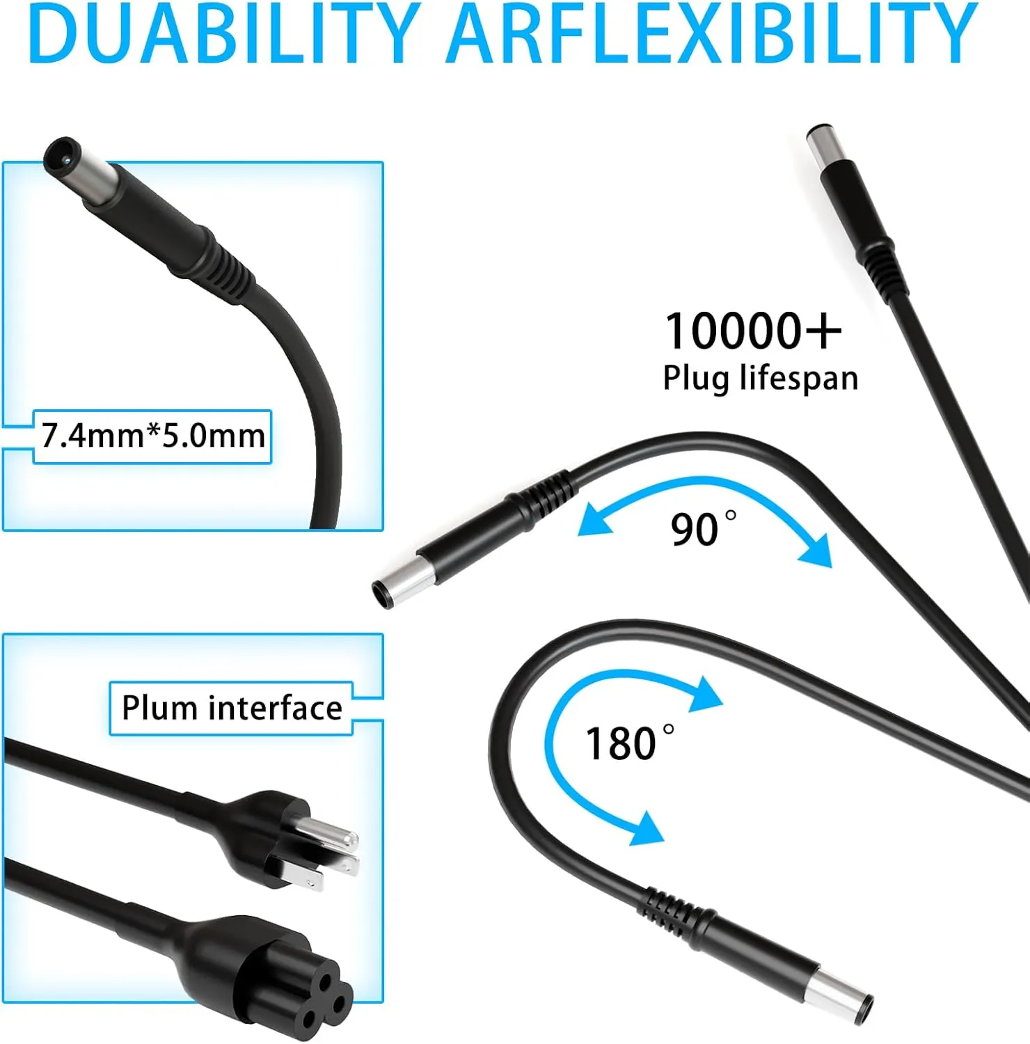 65W 19.5V 3.34A Laptop Charger Replacement for Dell Latitude 5400 5480 5590 5500 5490 5580 7280 7290 7480 7490 E5470 E5440 E6420 E6430 E6440 E6540 E7450 E7440 E7250 LA65NM130 AC Power Adapter