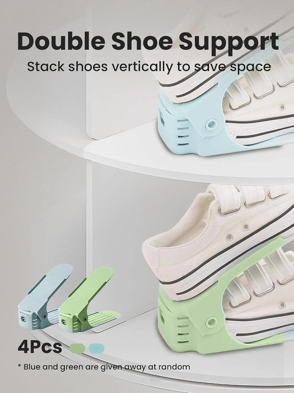 7 Tier Rotating Shoe Rack Tower 28 Shelves, 360° Spinning Display Lazy Susan Organizer, Carousel for Hats & Handbags, Easy Assembly, Includes 4 PCS Double-Layer Shoe Racks, White