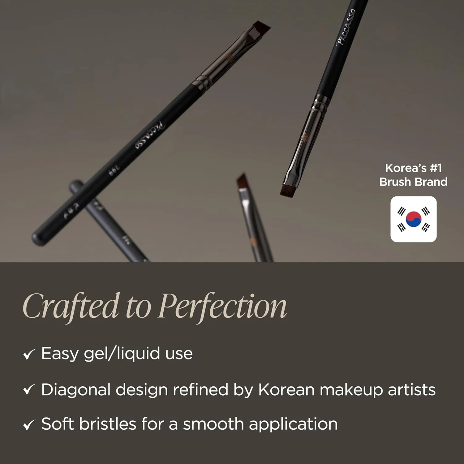 799 Edge Eyeliner Brush – Angled Eyeliner Brush for Sharp & Precise Lines, Includes Eye Makeup Brushes, Facial Brush, and Eyebrow Brush, Soft Bristles for Gel, Cream & Liquid Eyeliner