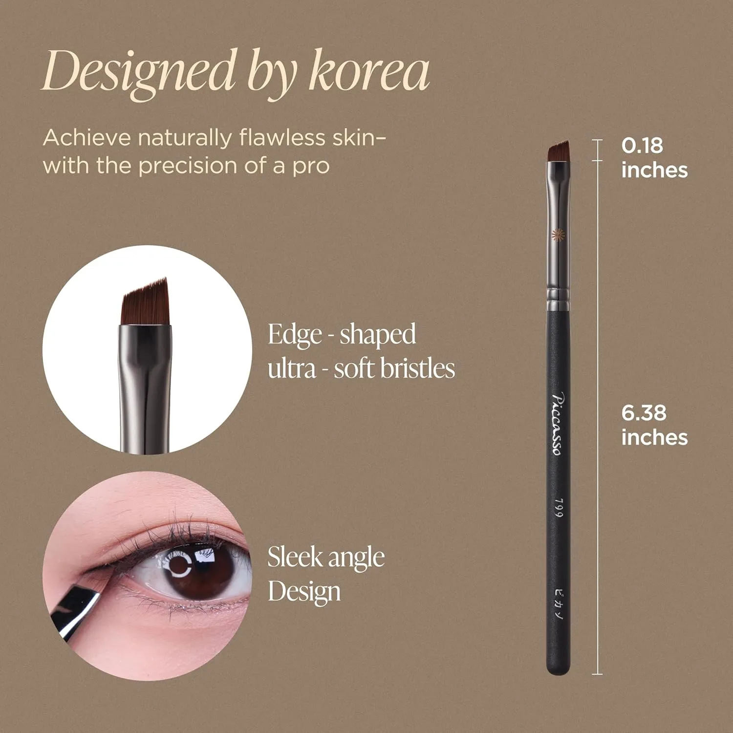 799 Edge Eyeliner Brush – Angled Eyeliner Brush for Sharp & Precise Lines, Includes Eye Makeup Brushes, Facial Brush, and Eyebrow Brush, Soft Bristles for Gel, Cream & Liquid Eyeliner