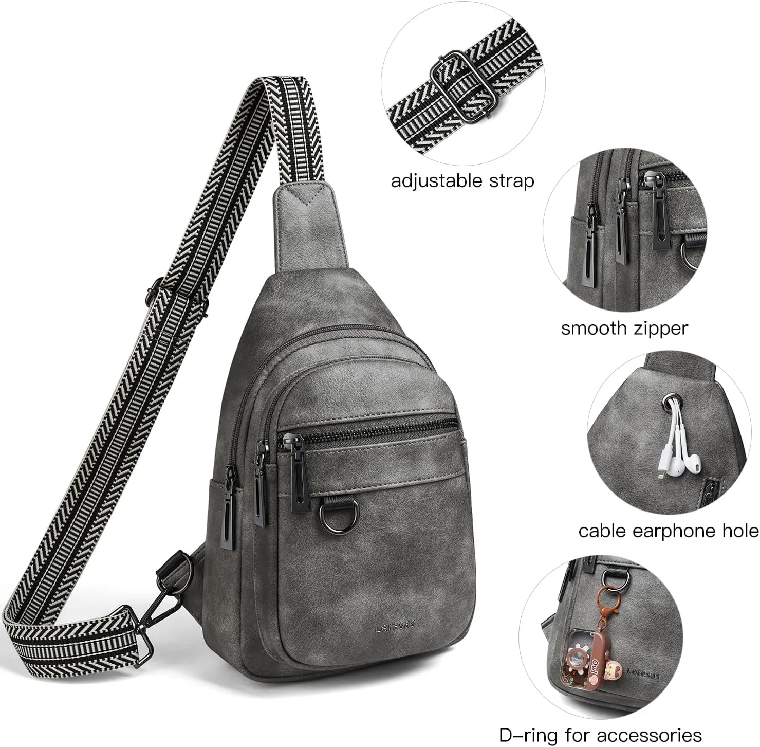 7L Sling Bag for Women Men Vegan Leather Crossbody Bags Fanny Pack Purse Backpack Over Shoulder Bag Travel Anti Theft
