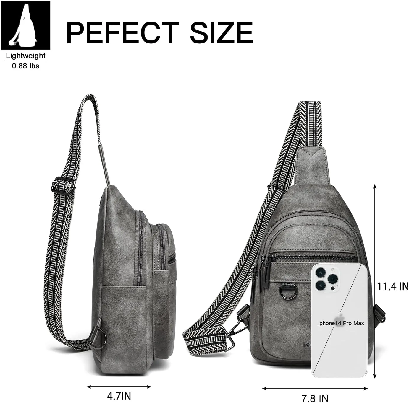 7L Sling Bag for Women Men Vegan Leather Crossbody Bags Fanny Pack Purse Backpack Over Shoulder Bag Travel Anti Theft