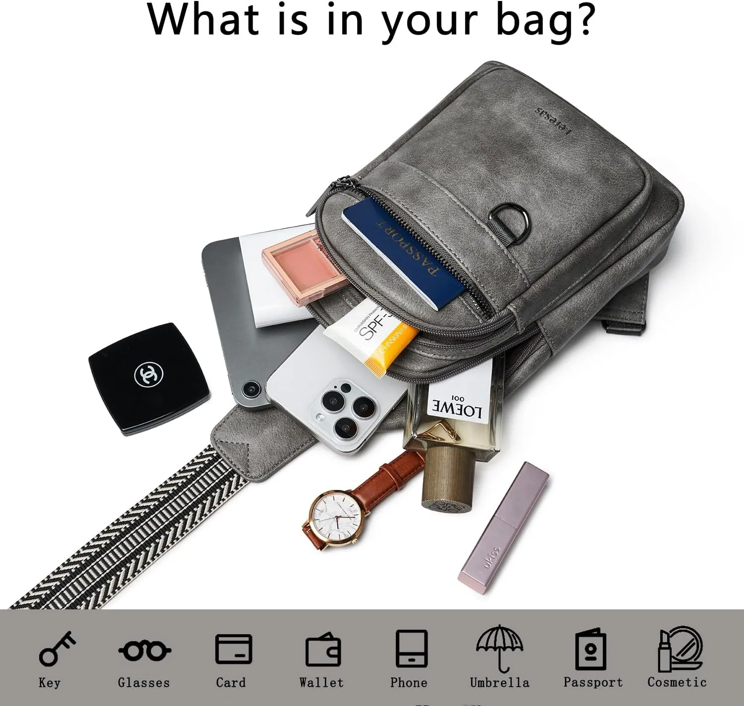 7L Sling Bag for Women Men Vegan Leather Crossbody Bags Fanny Pack Purse Backpack Over Shoulder Bag Travel Anti Theft