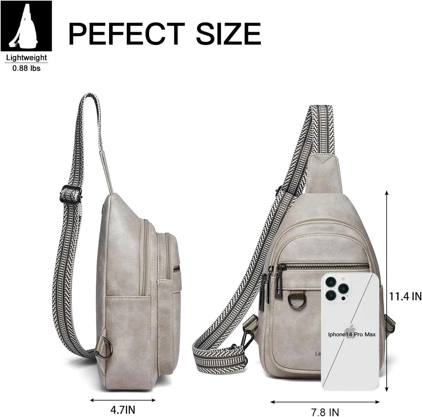 7L Sling Bag for Women Men Vegan Leather Crossbody Bags Fanny Pack Purse Backpack Over Shoulder Bag Travel Anti Theft