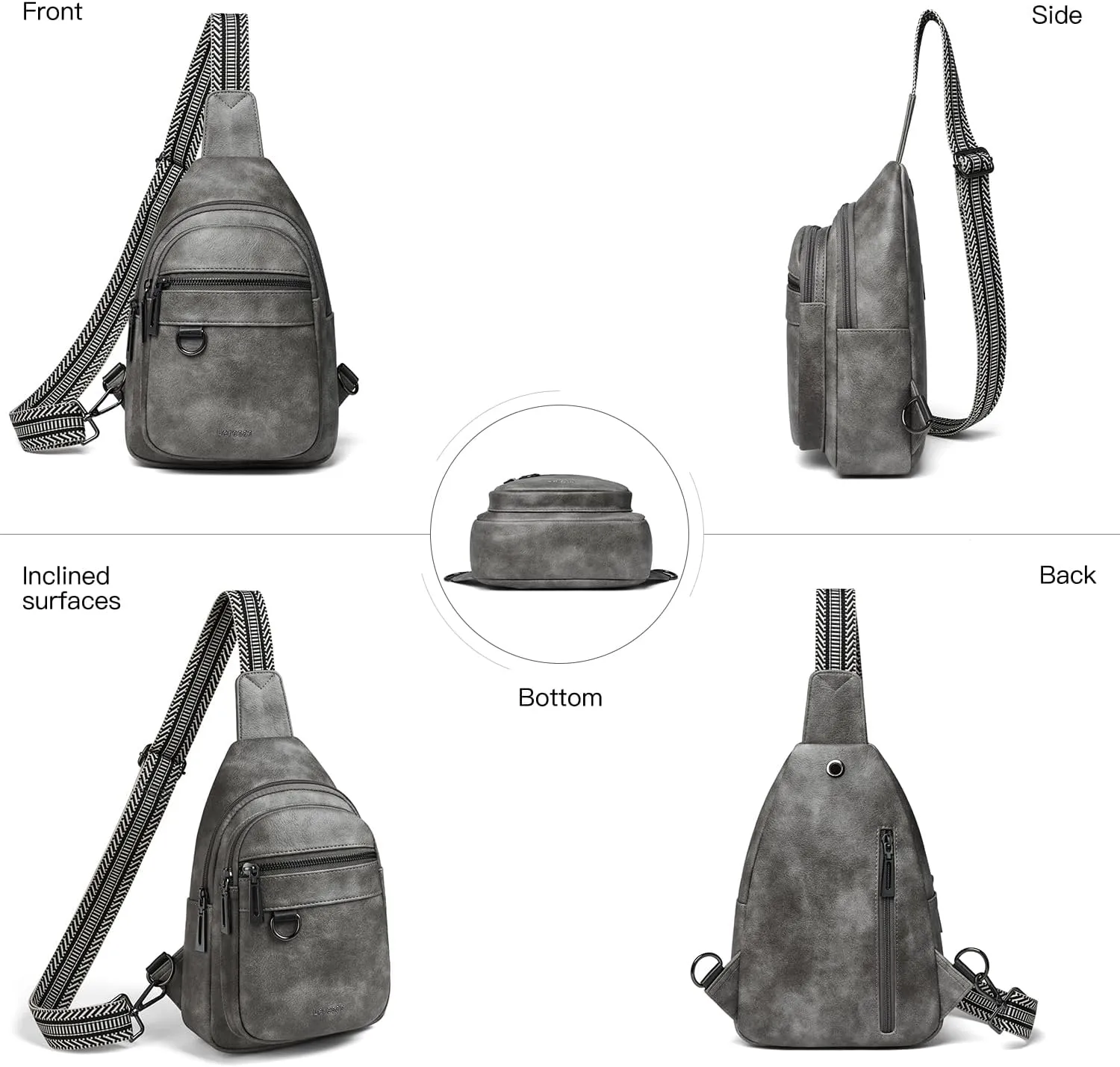 7L Sling Bag for Women Men Vegan Leather Crossbody Bags Fanny Pack Purse Backpack Over Shoulder Bag Travel Anti Theft