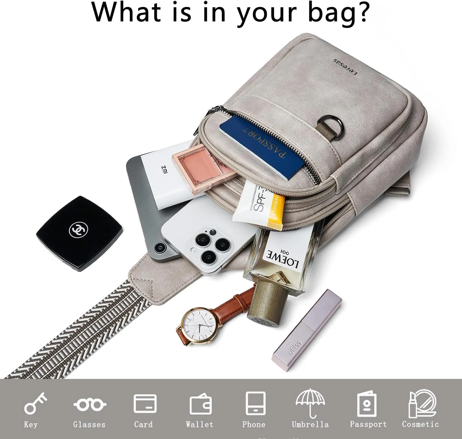7L Sling Bag for Women Men Vegan Leather Crossbody Bags Fanny Pack Purse Backpack Over Shoulder Bag Travel Anti Theft