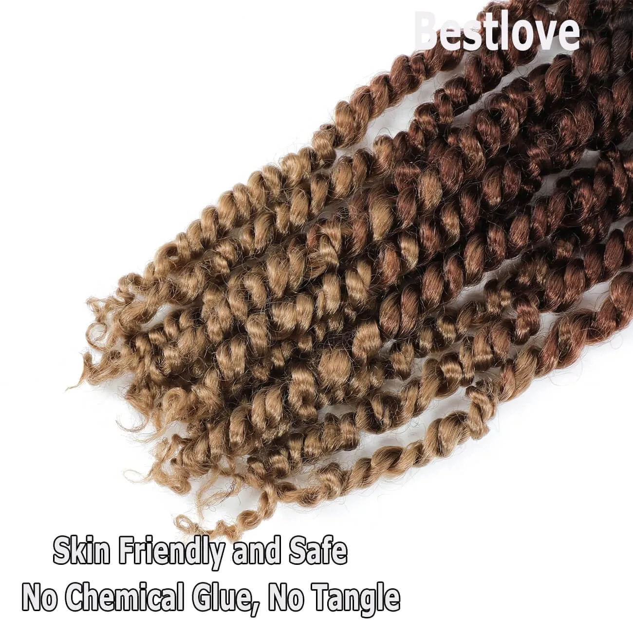 8 Packs 3 Tones Ombre Color Pre-twisted Passion Twist Crochet Hair 18 Inch 1B/30/27 Water Wave pre looped Curly Synthetic Hair for Brown Bohemian Long Passion Twist for Black Women (18inch,1B/30/27)