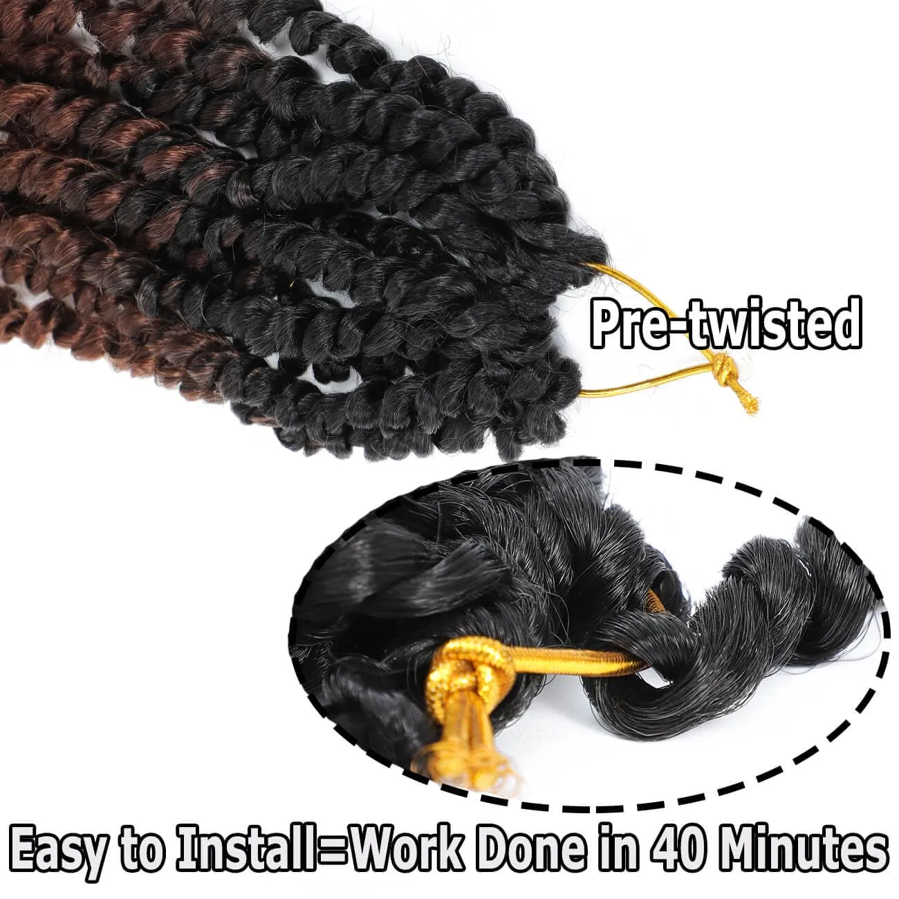 8 Packs 3 Tones Ombre Color Pre-twisted Passion Twist Crochet Hair 18 Inch 1B/30/27 Water Wave pre looped Curly Synthetic Hair for Brown Bohemian Long Passion Twist for Black Women (18inch,1B/30/27)